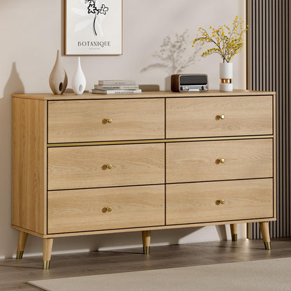 Chrangmay Modern Chest of Drawers with 6 Drawers,Deep Drawers,Clothes Organizer,Large Storage Cabinet for Living Room, Bedroom,Hallway,with Anti-Tipping Device,White
