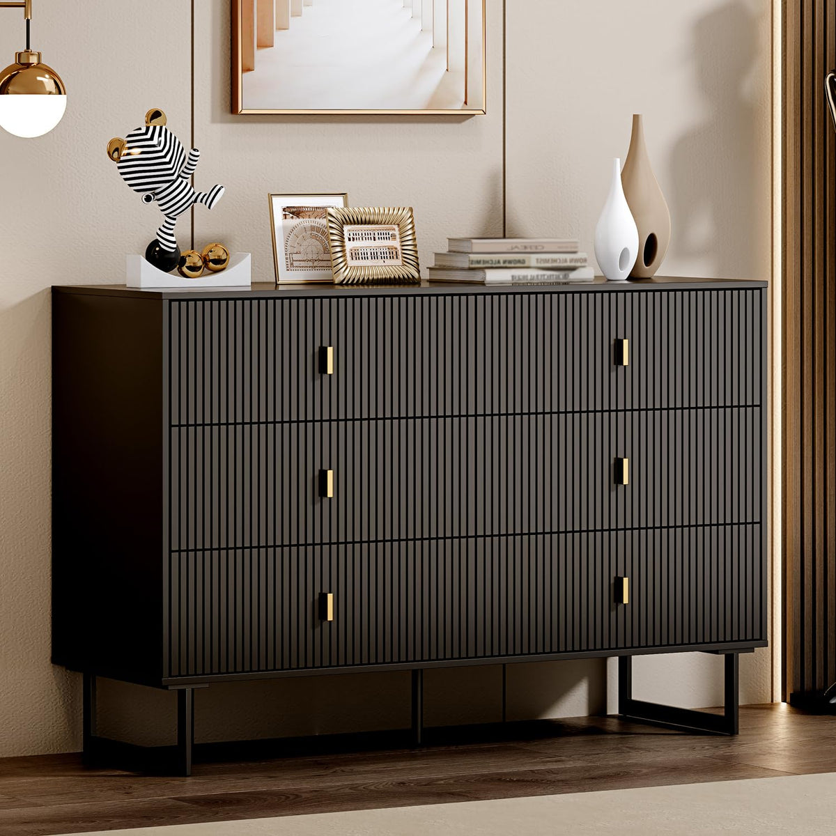 Chrangmay Modern Chest of Drawers with 6 Drawers,Deep Drawers,Clothes Organizer,Large Storage Cabinet for Living Room, Bedroom,Hallway,with Anti-Tipping Device,White