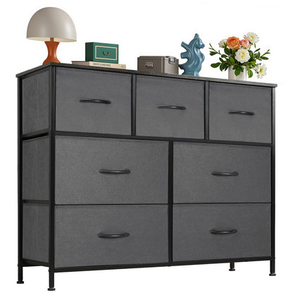 OLIXIS Black Dresser for Bedroom with 7 Fabric Drawers Storage Organizer