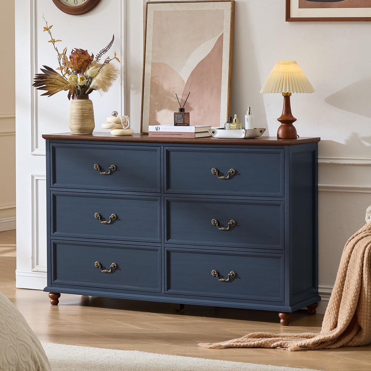 Joaxswe 24" Wide Farmhouse Night Stand Set of 2,Large End Table with 3 Drawers & Metal Handle,Wood Dresser for Bedroom,Bed Side Table Chest of Drawers Cabinet,Natural Nightstand for Living Room,Closet