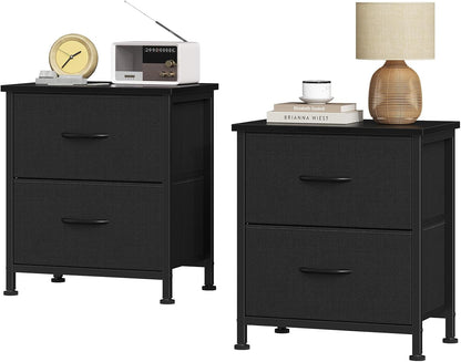 Sweetcrispy Nightstands Set of 2 with 2 Storage Drawer, Small Bedside Table