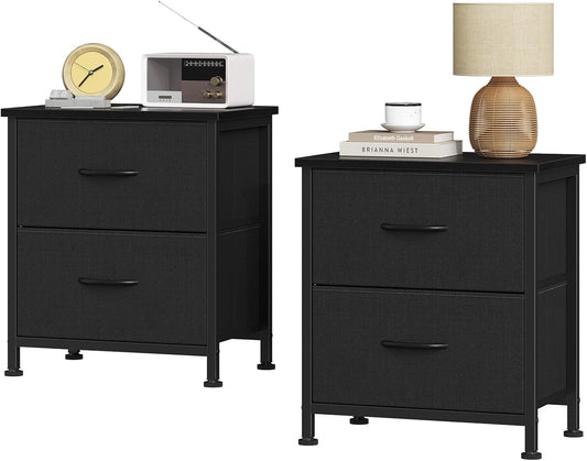 Sweetcrispy Nightstands Set of 2 with 2 Storage Drawer, Small Bedside Table