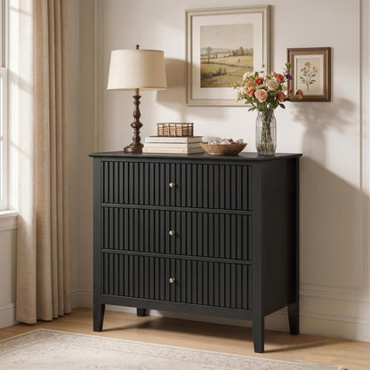 RoyalCraft 6 Drawer Dresser, Fluted Modern Wood Chest of Drawers, Long Dresser for Bedroom TV Stand Storage Cabinet for Living Room, Blue