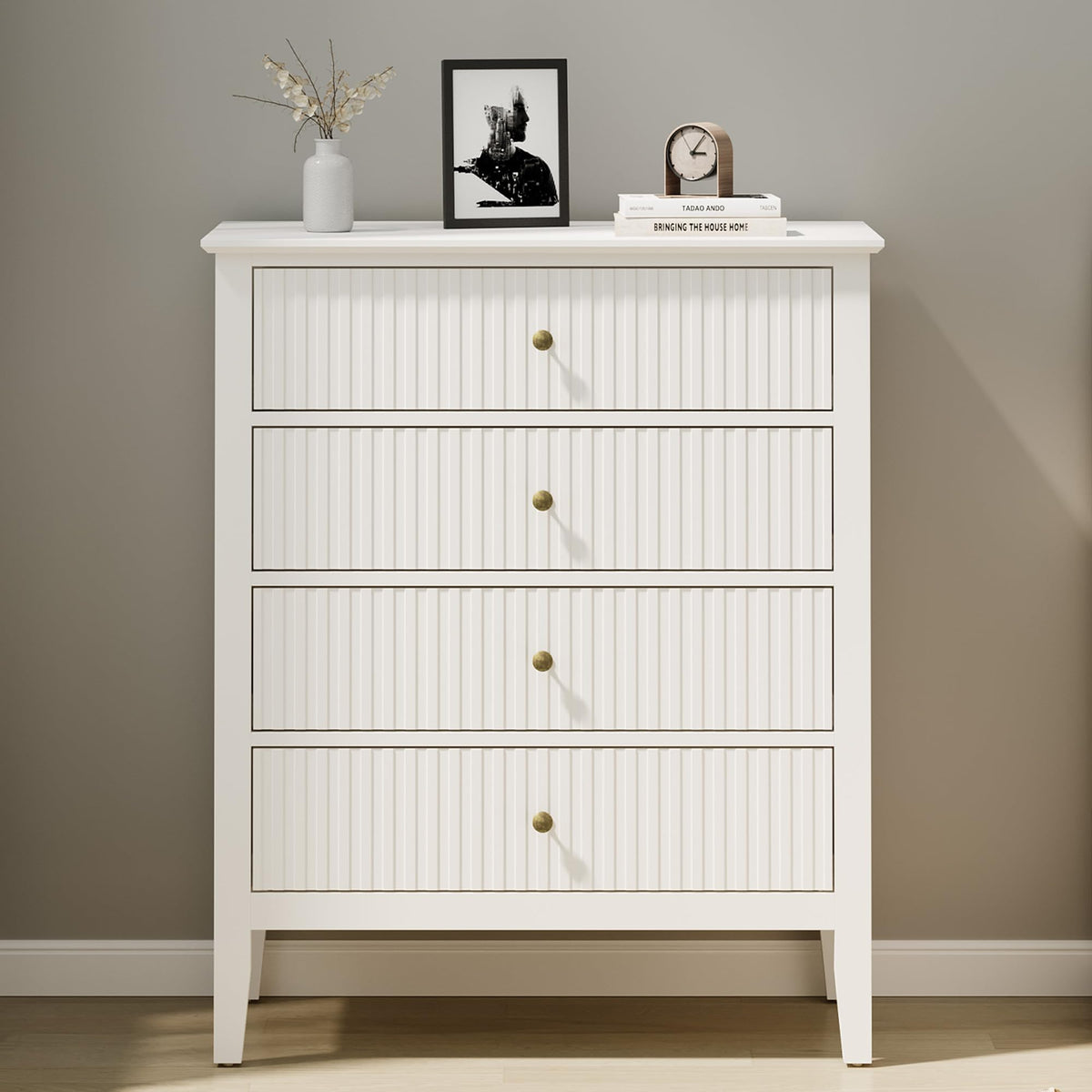 RoyalCraft 6 Drawer Dresser, Fluted Modern Wood Chest of Drawers, Long Dresser for Bedroom TV Stand Storage Cabinet for Living Room, Blue