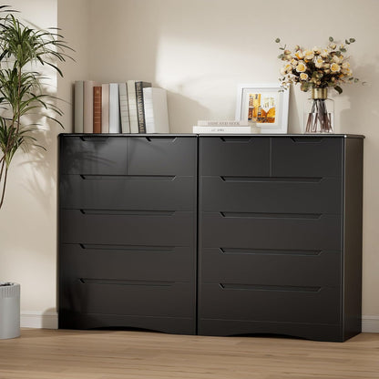 Gizoon Tall 6 Drawer Dresser, Black Bedroom Chest of Drawers Cabinet