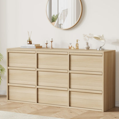Garvee 9 Drawer Dresser for Bedroom, 59" Wide Modern Dressers & Chest of Drawers with Large Storage, Wooden Dresser Organizer Closet for Living Room, Entryway, Nursery, Walnut