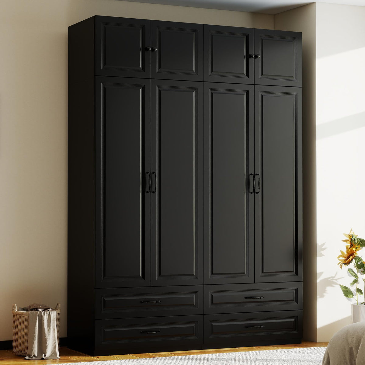 White Armoire Wardrobe Closet with 2 Drawers: 88" H x 32" W