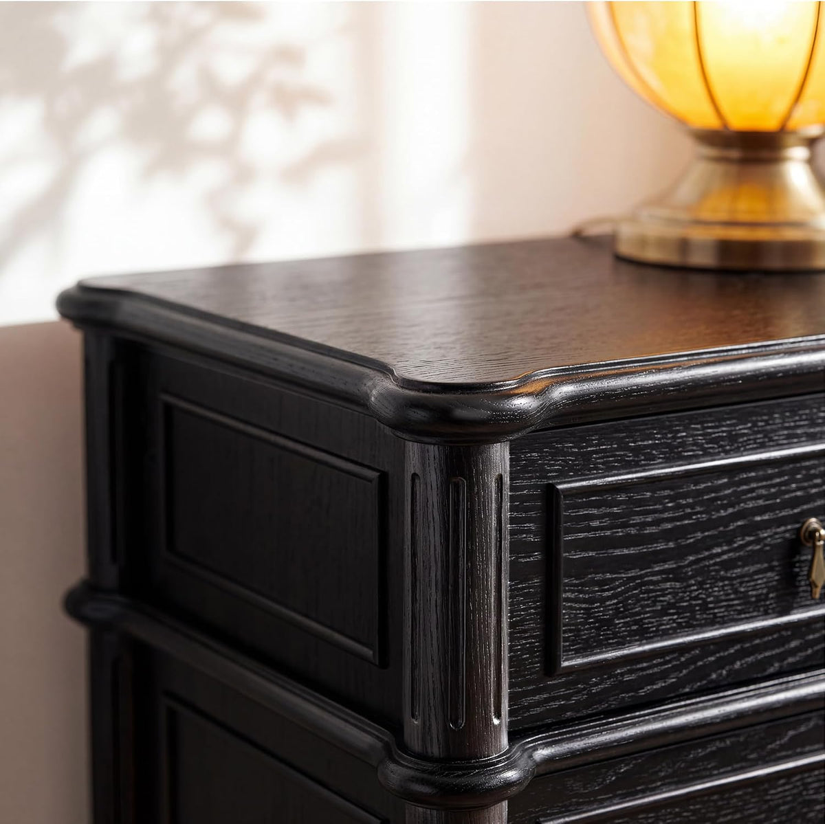STO'SENSE 63" 9-Drawer Dresser with Power Outlet, Architectural Wood Storage Chest with Framed Drawers, Vintage Metal Pulls and Solid Wood Tapered Legs, Long Bedroom Dresser TV Stand,Black