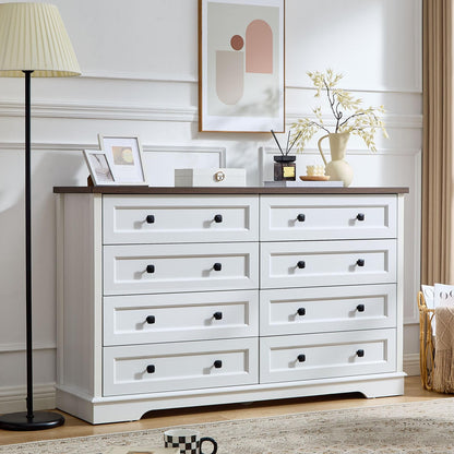 SOOWERY Farmhouse Dresser for Bedroom, Tall Chest of Drawers, Dark Cherry
