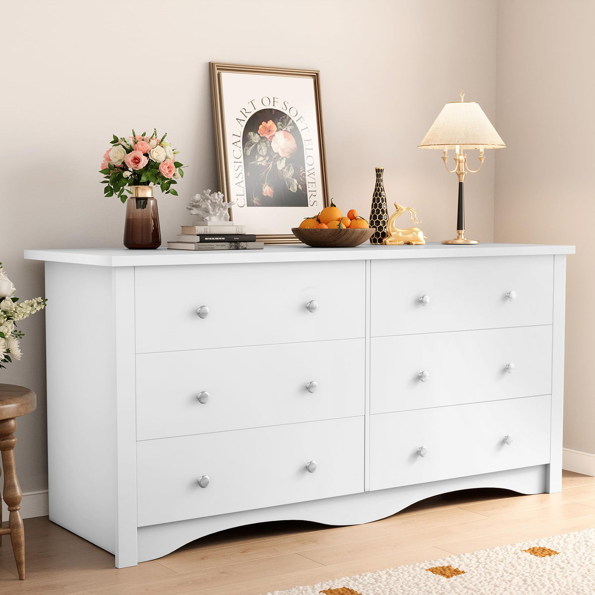 Shahoo Black Dresser for Bedroom with 6 Drawers, 47.2" Wood Dresser