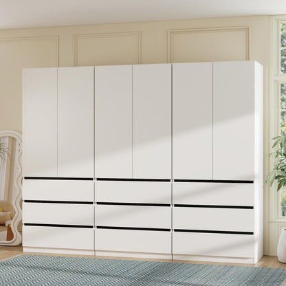 White Armoire Wardrobe Closet with 4 Doors, 75" Tall x 63" Wide