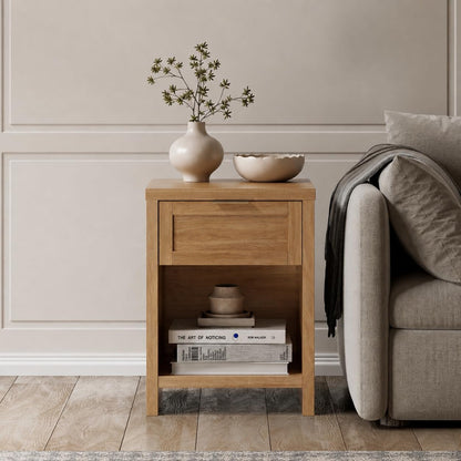Walsham Nightstands Set of 2, XL Farmhouse Bedside Table, Special Walnut