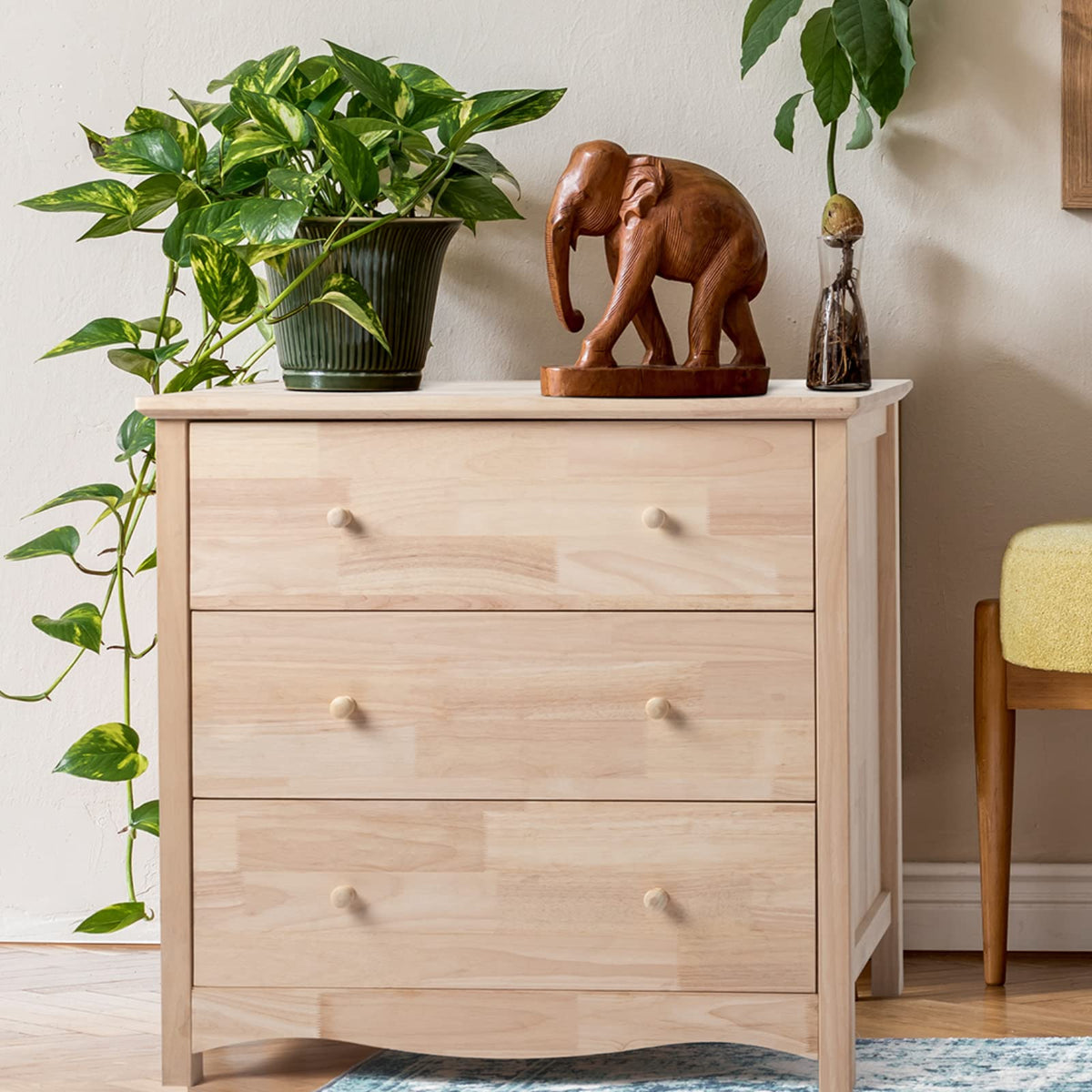 VINGLI Unfinished 6 Drawer Dresser, Natural Solid Wood Dresser Color DIY, Upgraged Rustic Farmhouse Tall Dresser with Spacious Storage Chests of Drawers with Full Extension Drawer Slides