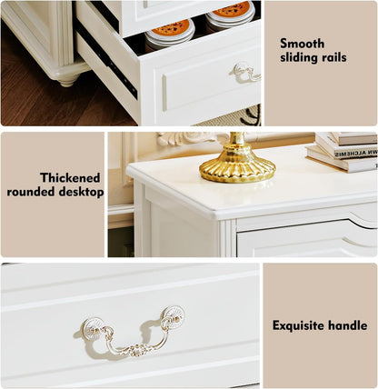 Chrangmay Modern Chest of Drawers with 6 Drawers,Deep Drawers,Clothes Organizer,Large Storage Cabinet for Living Room, Bedroom,Hallway,with Anti-Tipping Device,White