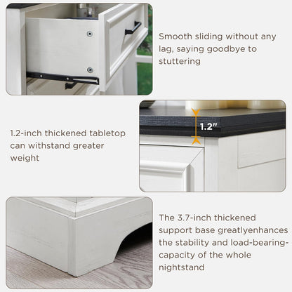 ACCOHOHO Farmhouse 8 Drawers Dresser Chests for Bedroom, Antique White