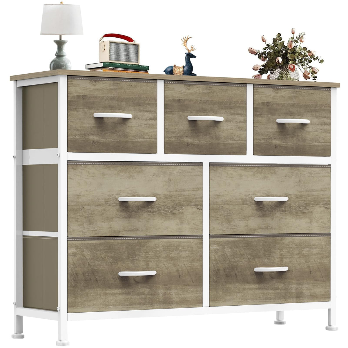 OLIXIS Black Dresser for Bedroom with 7 Fabric Drawers Storage Organizer