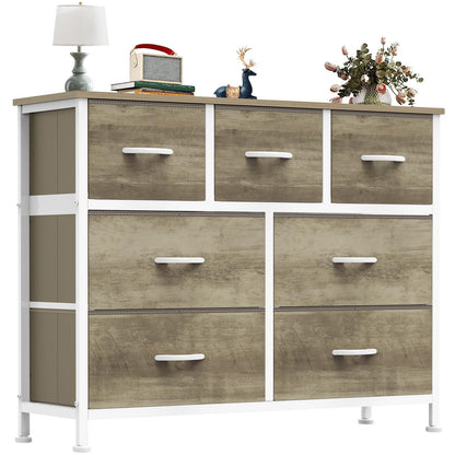 OLIXIS Black Dresser for Bedroom with 7 Fabric Drawers Storage Organizer