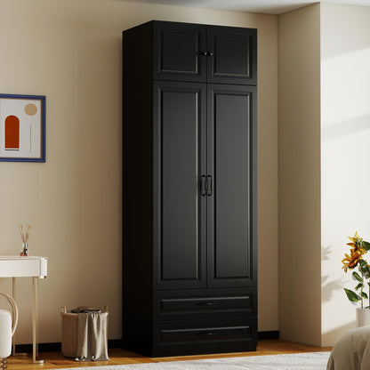 White Armoire Wardrobe Closet with 2 Drawers: 88" H x 32" W