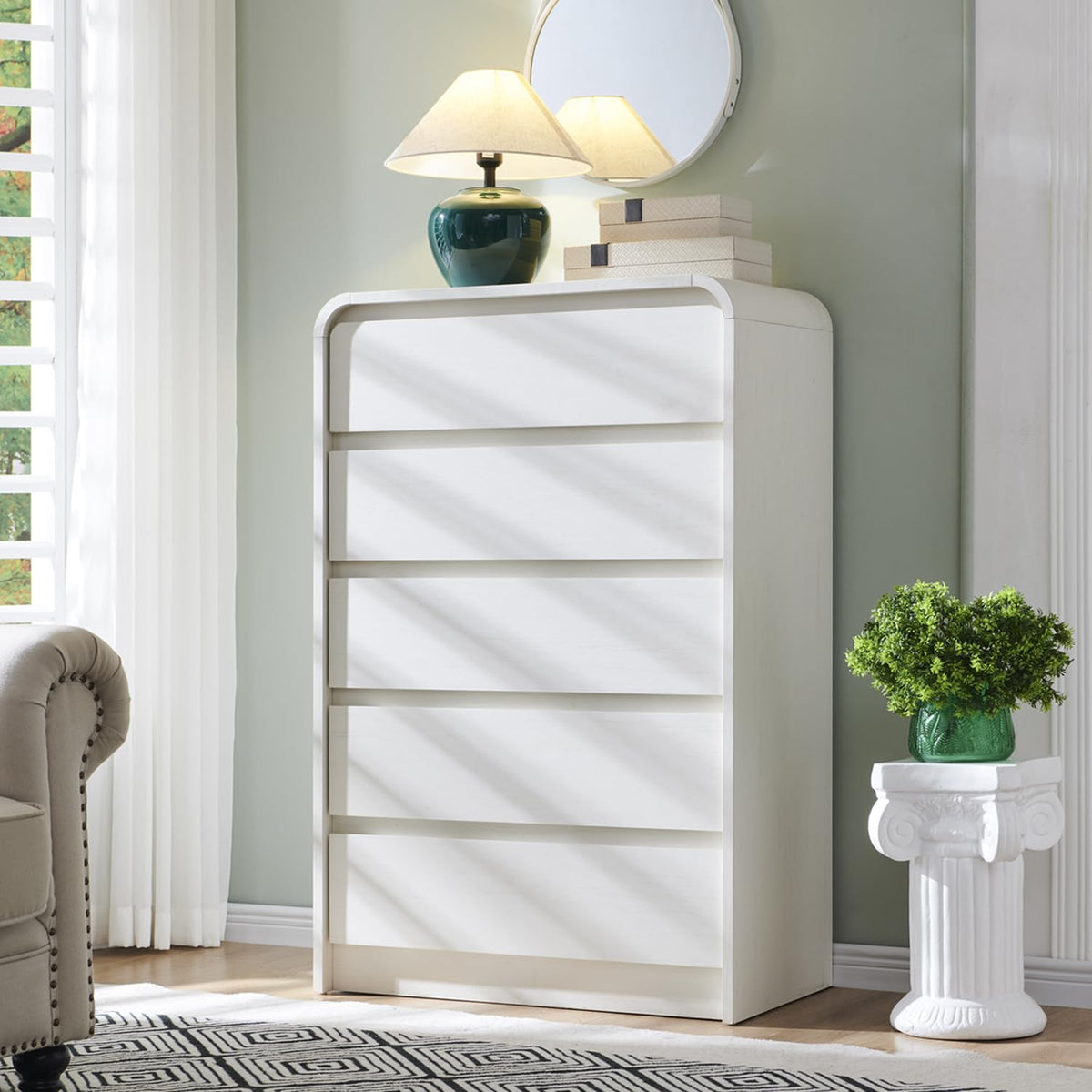 Aitjunz Modern 7 Drawers Dresser for Bedroom, 55" Tall Dresser, Natural Oak