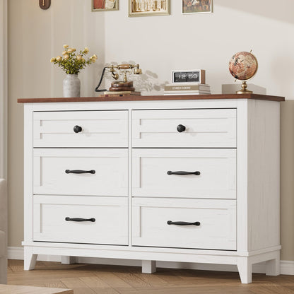 GarveeHome 6 Dresser for Bedroom, 47 in Wide Drawer Dresser with Storage Freestanding, Wooden Closet Storage Chest for Living Room, Bedroom, Entryway, Ash Grey