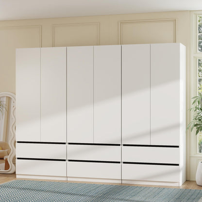 White Armoire Wardrobe Closet with 4 Doors, 75" Tall x 63" Wide