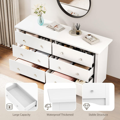 YESHOMY White Dresser for Bedroom with 6 Drawer, 47.2" Organizer Drawers