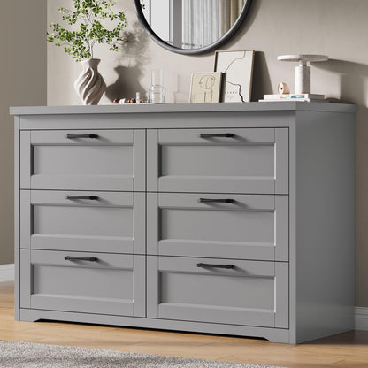 Jocoevol Brown 6 Drawer Dresser for Bedroom, 47.2" Modern Chest of Drawers