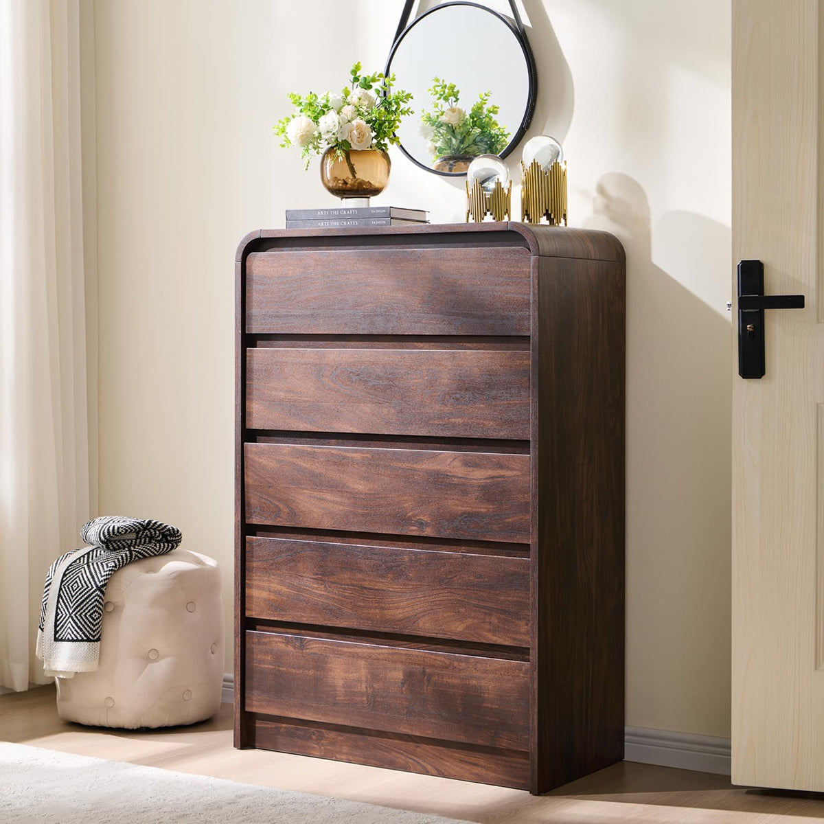 Aitjunz Modern 7 Drawers Dresser for Bedroom, 55" Tall Dresser, Natural Oak