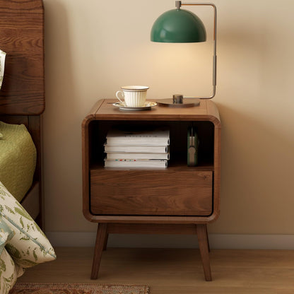 Solid Wood Nightstand Set of 2, Mid Century Modern Nightstand with Drawers, Natural Wood Nightstand with Storage, Wooden Night Stand, Small Nightstands, Bedside Table for Bedroom(23.23" H)