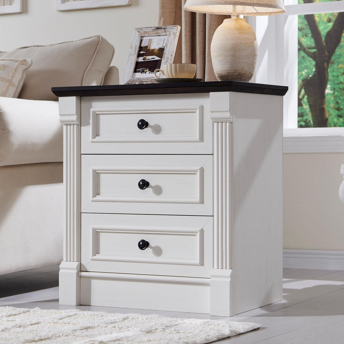 Aitjunz Farmhouse 46" Tall 5 Drawers Dresser for Bedroom, Antique White