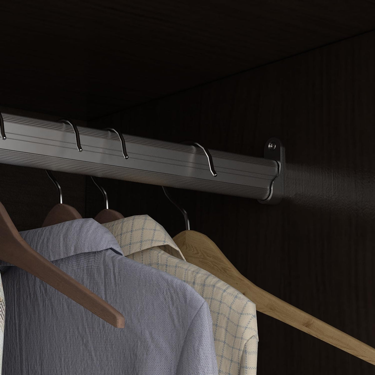 AGOTENI Large Bedroom Wardrobe Closet with 1 Mirror & 2 Drawers, 70.9" H Tall Armoire Clothes Closet with Doors and Shelves, Hanging Rod, Dark Brown