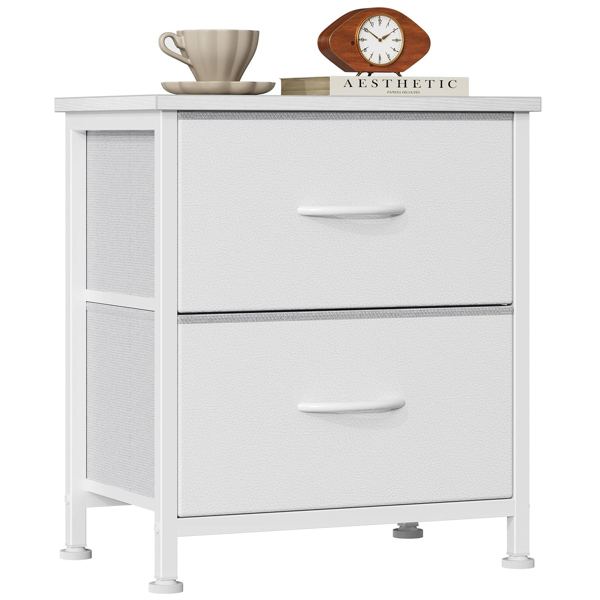 Sweetcrispy Nightstands Set of 2 with 2 Storage Drawer, Small Bedside Table
