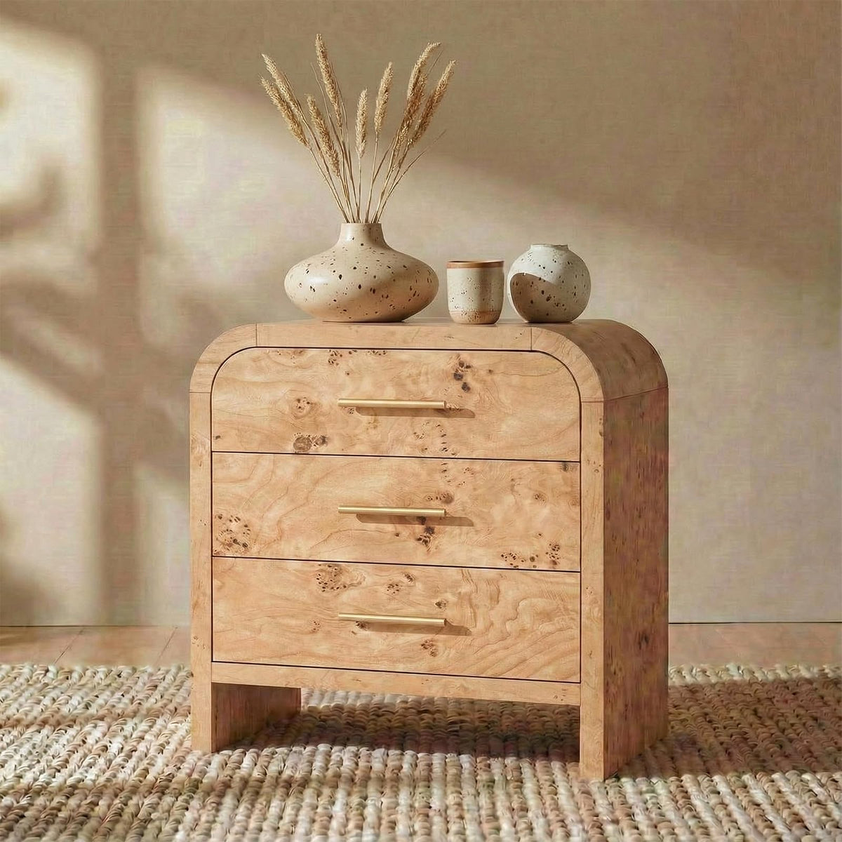 Night Stand Set of 2, 3-Drawer