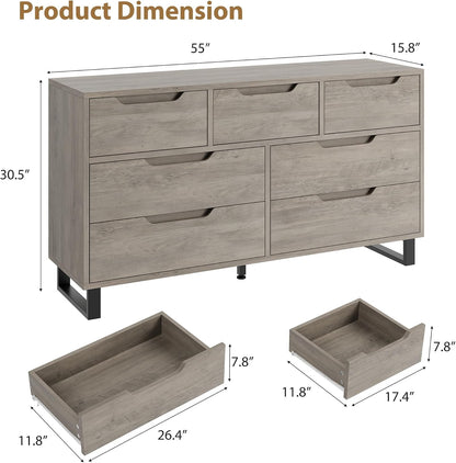 Garvee 7 Dresser for Bedroom, 55" Wide Dresser Drawer with Storage