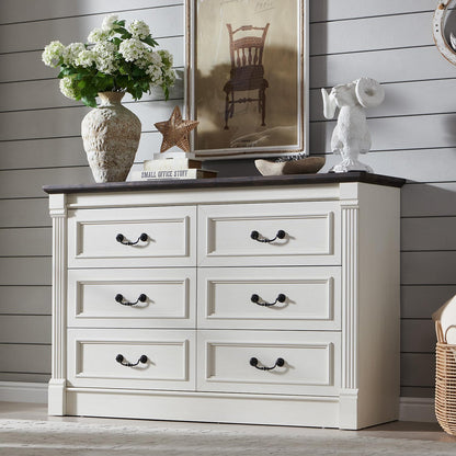 Aitjunz Farmhouse 46" Tall 5 Drawers Dresser for Bedroom, Antique White