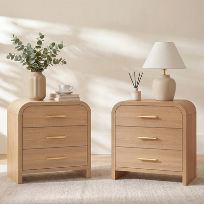 Night Stand Set of 2, 3-Drawer