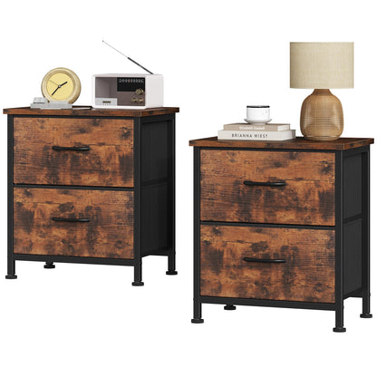Sweetcrispy Nightstands Set of 2 with 2 Storage Drawer, Small Bedside Table