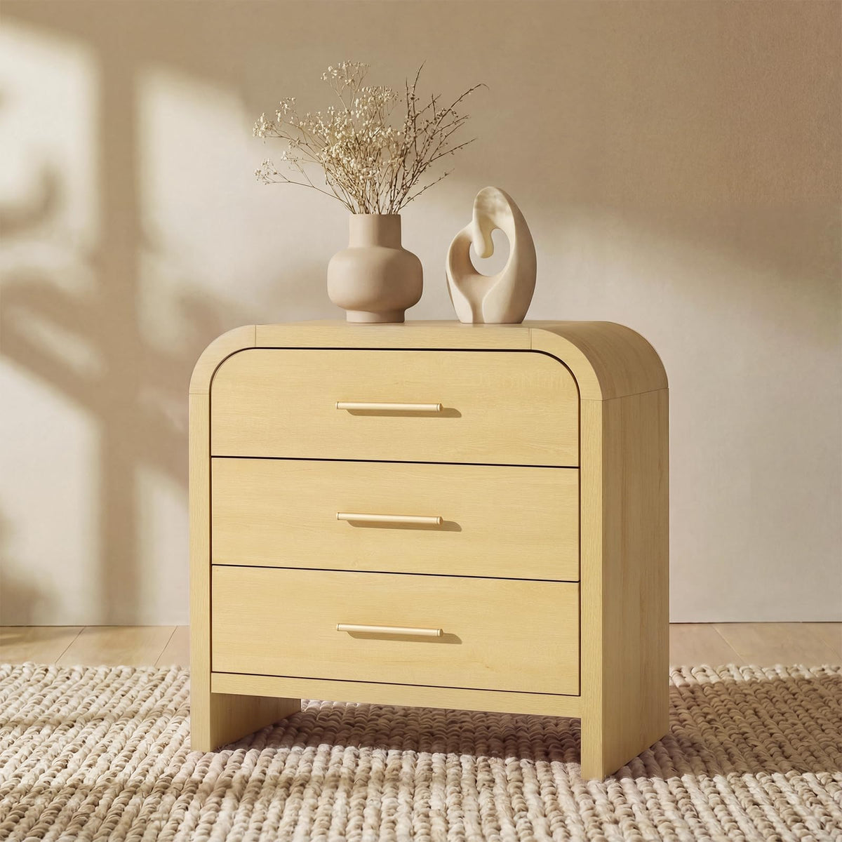 Night Stand Set of 2, 3-Drawer