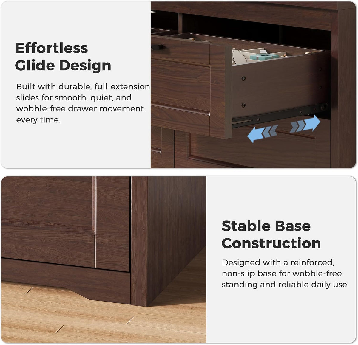 Jocoevol Brown 6 Drawer Dresser for Bedroom, 47.2" Modern Chest of Drawers