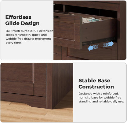 Jocoevol Brown 6 Drawer Dresser for Bedroom, 47.2" Modern Chest of Drawers