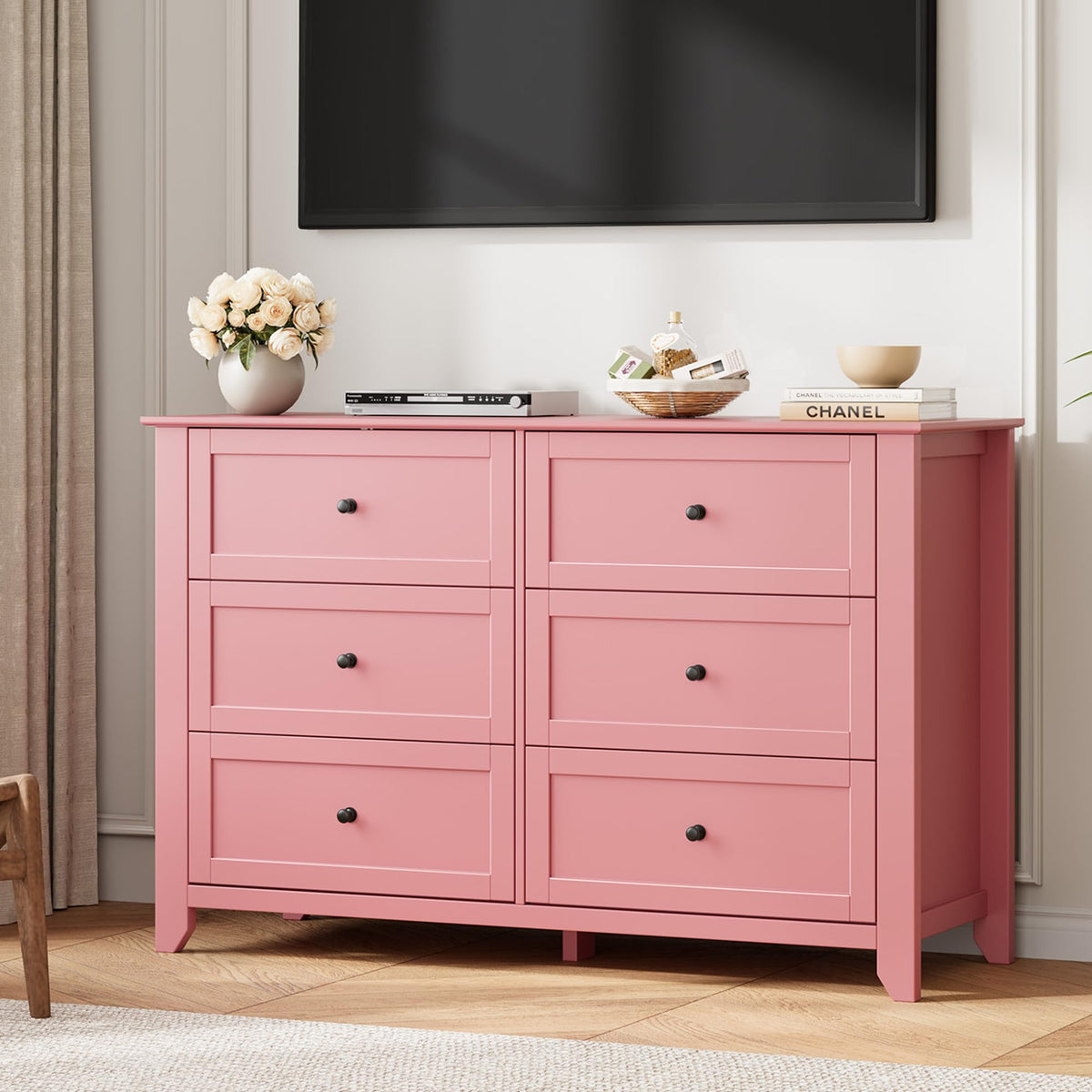 Garvee 5 Drawer Dresser for Bedroom, Modern Tall Chest of Drawers with Metal Knobs, Wooden Clothes Storage Organizer for Closet, Nursery, Living Room, Apartment, Green