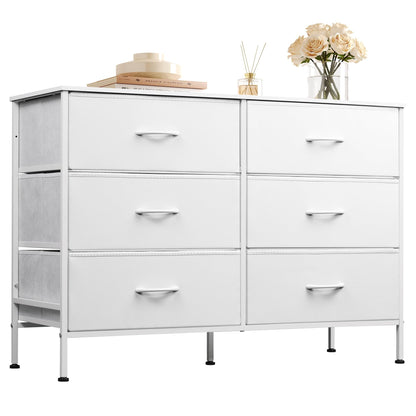 WLIVE Dresser for Bedroom with 6 Fabric Drawers, Rustic Brown