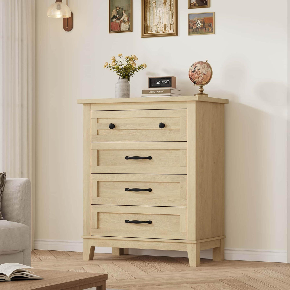 GarveeHome 6 Dresser for Bedroom, 47 in Wide Drawer Dresser with Storage Freestanding, Wooden Closet Storage Chest for Living Room, Bedroom, Entryway, Ash Grey
