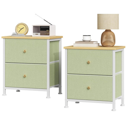 Sweetcrispy Nightstands Set of 2 with 2 Storage Drawer, Small Bedside Table