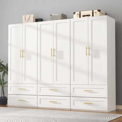 White Armoire Wardrobe Closet with 2 Drawers, 75" Tall x 31.5" Wide