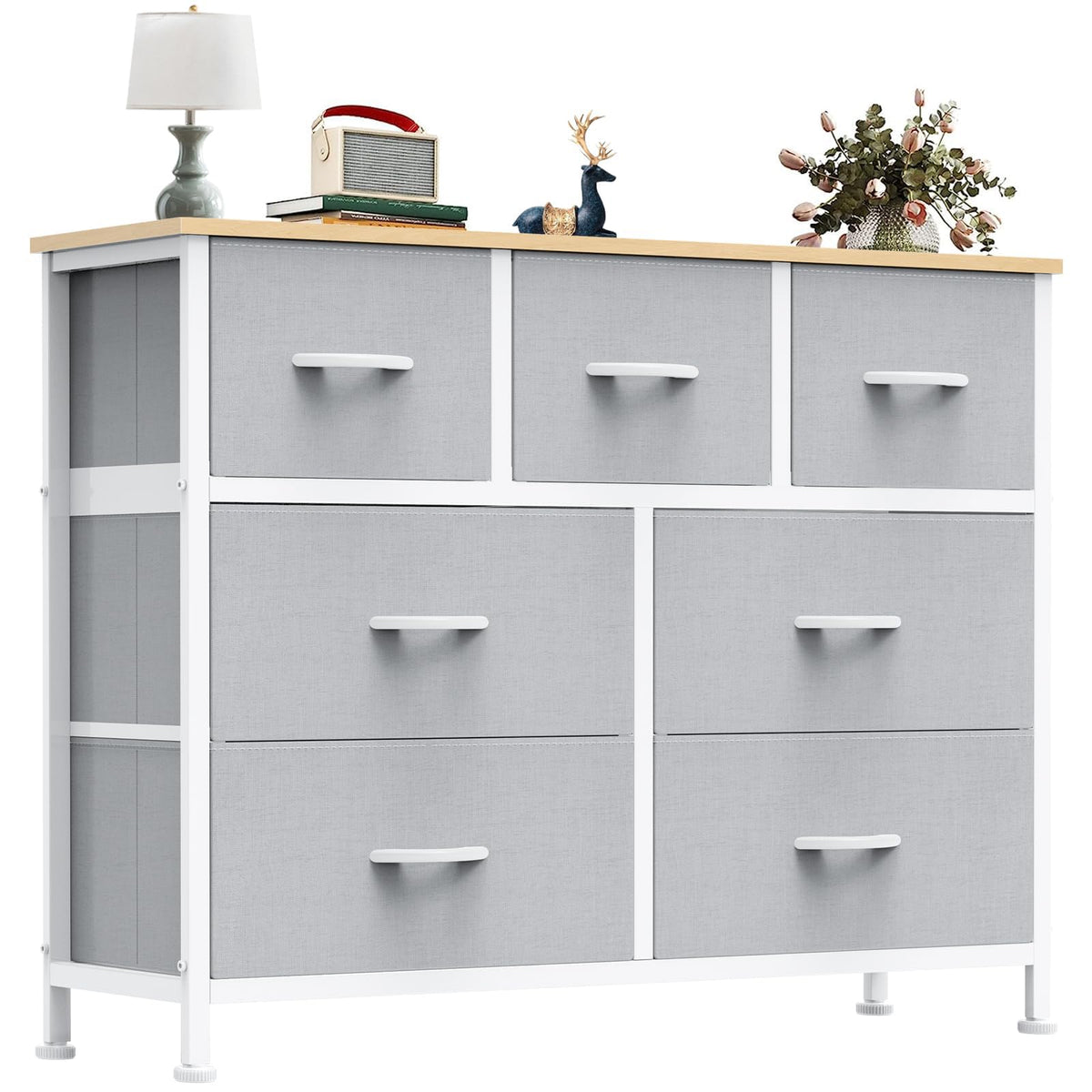 OLIXIS Black Dresser for Bedroom with 7 Fabric Drawers Storage Organizer