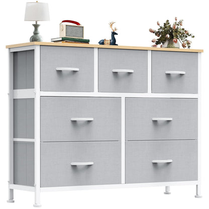 OLIXIS Black Dresser for Bedroom with 7 Fabric Drawers Storage Organizer