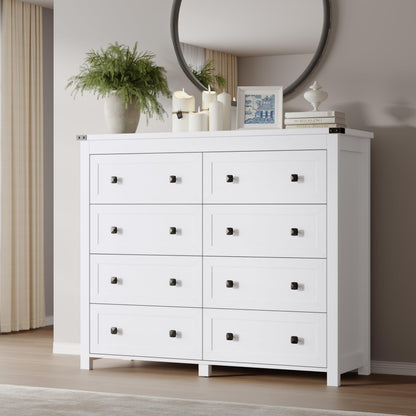 BORNOON 9-Drawer Dresser, Modern Wooden Storage Chest of Drawers, Dresser TV Stand, Wood Drawer Organizer with Metal Handles for Bedroom, Living Room, Hallway