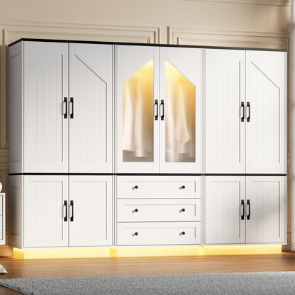 Gyfimoie Tall Armoire Wardrobe Closet with 2 Door and 3 Drawers