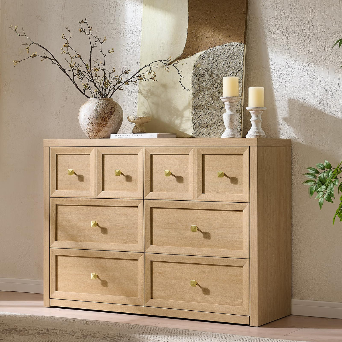 Nightstand Set of 2 W/Charging Station, 30.7" W King Size Bedside Table with 3 Drawers, Accent End Table W/Large Storage, Modern Wood Side Table for Bedroom,Office, Beige